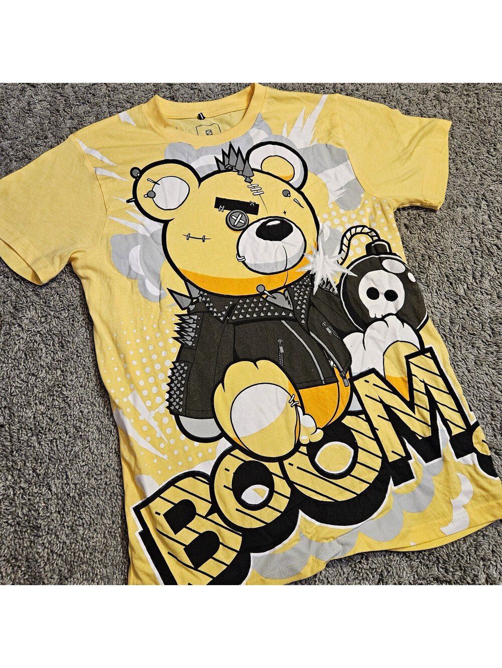 Southpole Yellow BOOM Bear graphic tee short sleeve crew neck size M